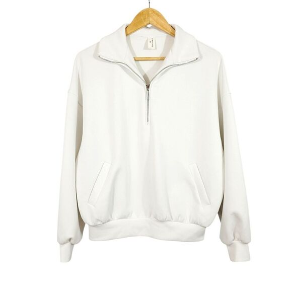 Commense Break Free Scuba Pullover Half Zip Oversize Sweatshirt in White Size XS - Picture 2 of 11